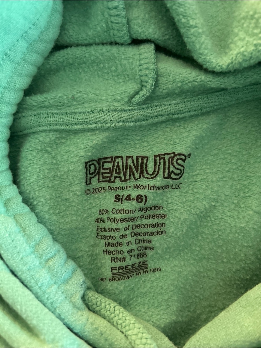 Peanuts cotton blend Snoopy Woodstock hooded sweatshirt front pocket S - Picture 4 of 9